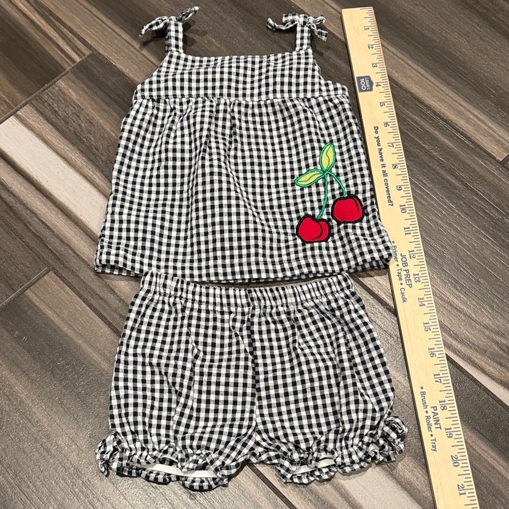Fisher-Price Black and White Checkered Cherry Top and Shorts Set